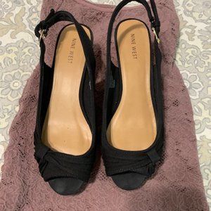 Nine West Black Open Toe Cork Heel